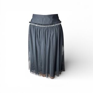 NWT Express Black Tulle Rhinestone Midi Skirt Women’s Size 6